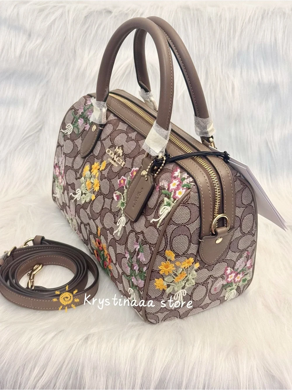 NWT Coach CDZ01 Rowan Satchel Bag In Signature Jacquard With Floral Embroidery - Picture 3 of 13
